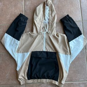 Colour Block Long Cropped Wind Breaker